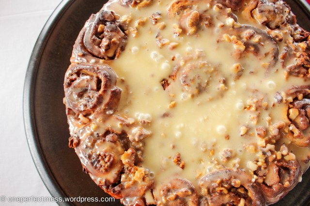 Apple Cinnamon and Walnut Scrolls One Perfect Mess easy recipe Christmas bread vanilla icing frosting overnight 2