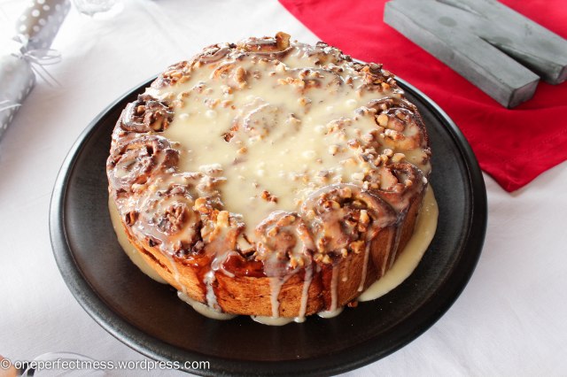 Apple Cinnamon and Walnut Scrolls One Perfect Mess easy recipe Christmas bread vanilla icing frosting overnight 5