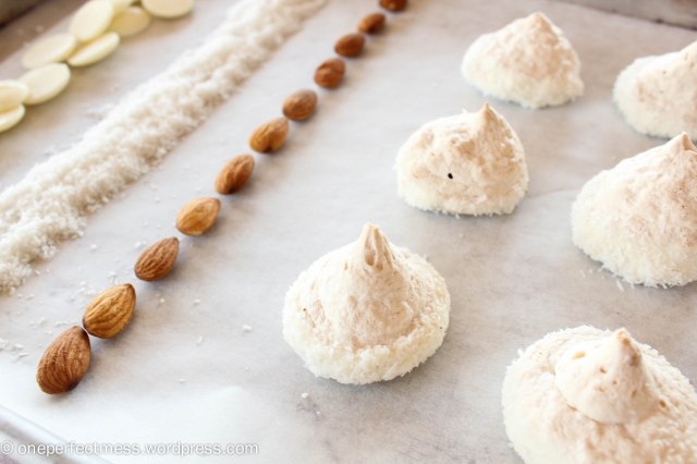 White Chocolate Almond and Coconut Meringue Kisses recipe One Perfect Mess 2