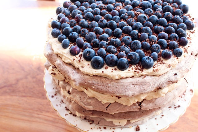 One Perfect Mess Blueberry and almond chocolate meringue torte with coffee cream 2
