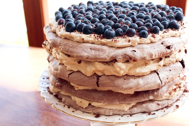 One Perfect Mess Blueberry and almond chocolate meringue torte with coffee cream 7