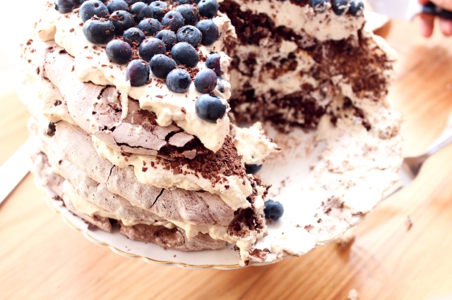 One Perfect Mess Blueberry and almond chocolate meringue torte with coffee cream 8