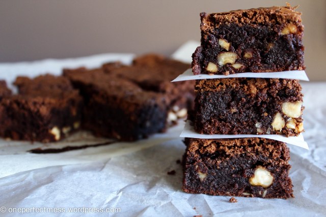 Dark Chocolate and Roasted Hazelnut Fudge Brownies Recipe One Perfect Mess 2