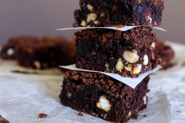Dark Chocolate and Roasted Hazelnut Fudge Brownies Recipe One Perfect Mess 3