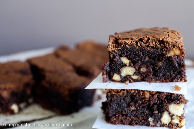 Dark Chocolate and Roasted Hazelnut Fudge Brownies Recipe One Perfect Mess 4