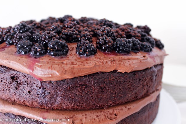 Double Chocolate Cake with Cream Cheese Frosting and Blackberries Recipe One Perfect Mess 7