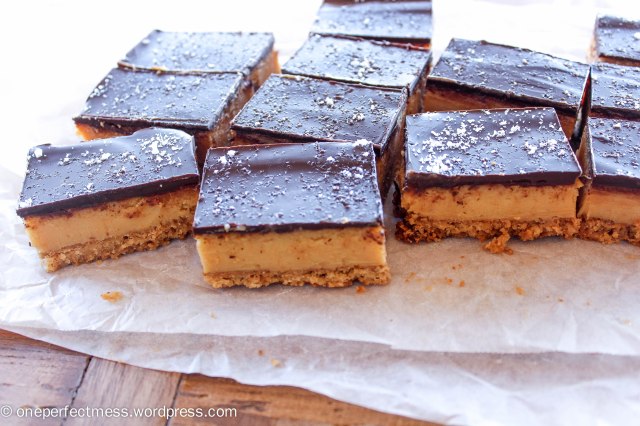 Salted Caramel Slice with Roasted Nut and Coconut Base Recipe One Perfect Mess 4