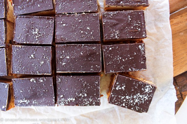 Salted Caramel Slice with Roasted Nut and Coconut Base Recipe One Perfect Mess 7