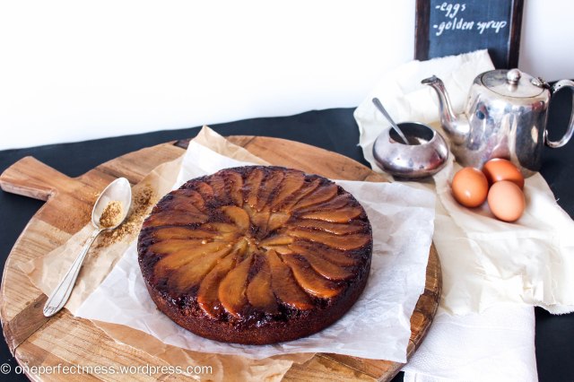 Caramelised Pear and Ginger Upside Down Cake Recipe One Perfect Mess 1