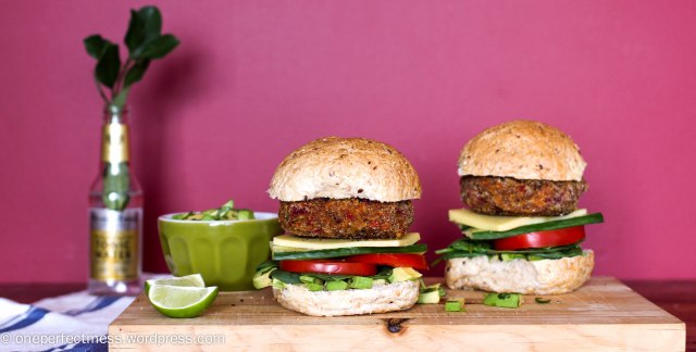 Roasted Vegetable Burgers One Perfect Mess easy recipe yummy vegetarian gluten free roast veggie patties sandwich bun healthy lunch dinner freezable 15