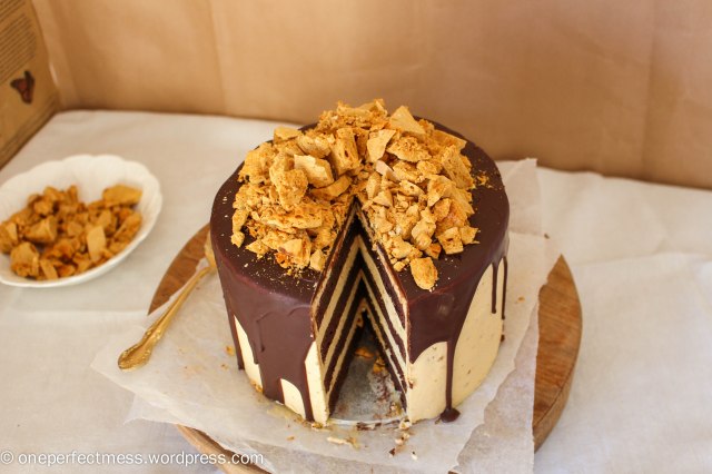 Honeycomb and Chocolate Four Layer Celebration Cake Recipe One Perfect Mess 14