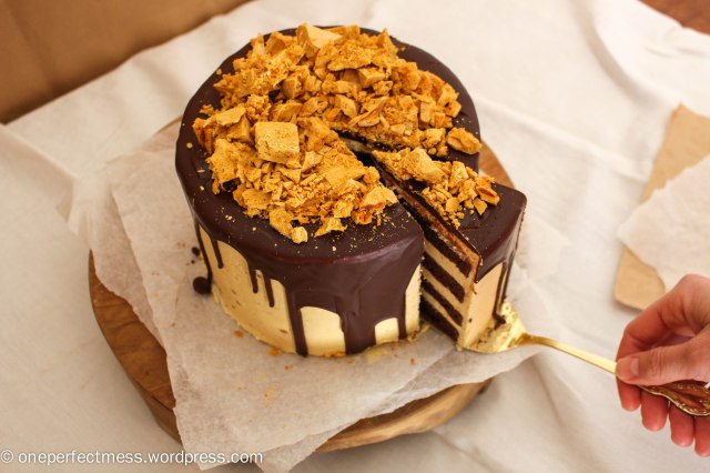 Honeycomb and Chocolate Four Layer Celebration Cake Recipe One Perfect Mess 6
