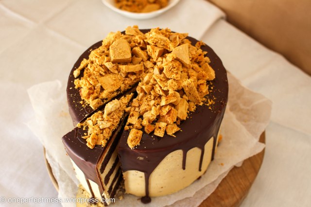Honeycomb and Chocolate Four Layer Celebration Cake Recipe One Perfect Mess 7