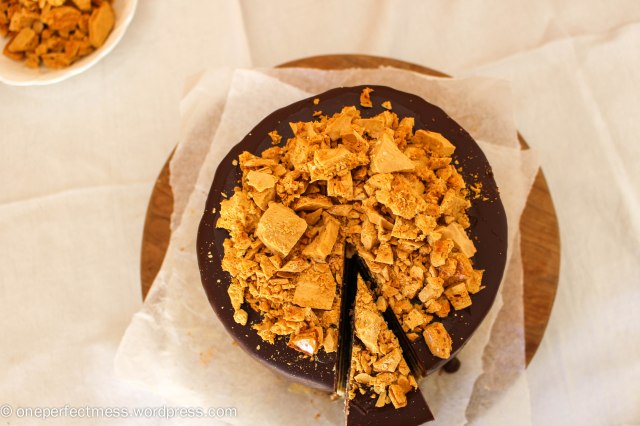 Honeycomb and Chocolate Four Layer Celebration Cake Recipe One Perfect Mess 8