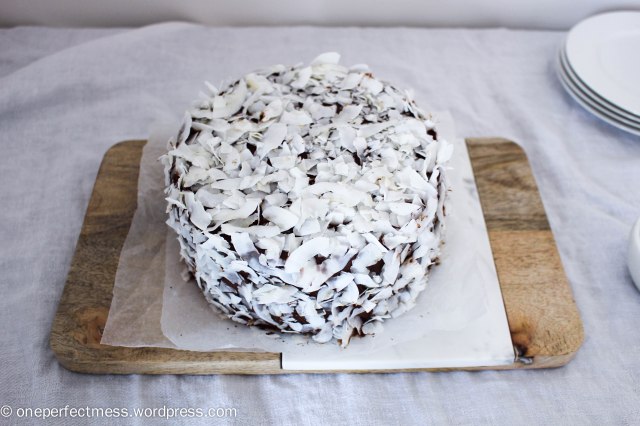 Triple Layered Chocolate and Coconut Cake recipe One Perfect Mess 1
