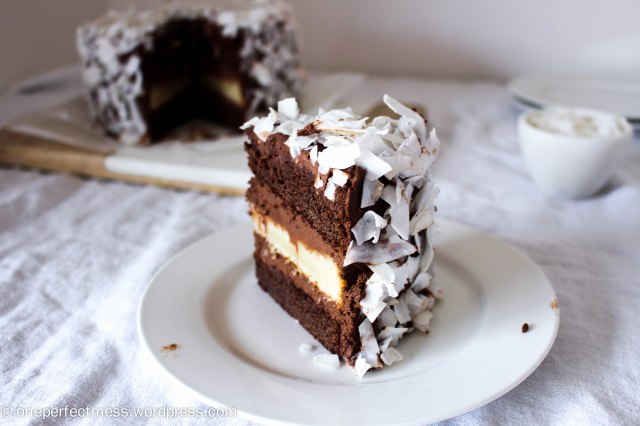 Triple Layered Chocolate and Coconut Cake recipe One Perfect Mess 5