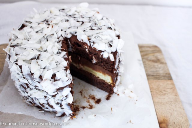 Triple Layered Chocolate and Coconut Cake recipe One Perfect Mess 9