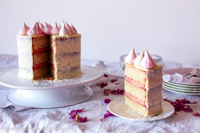 Raspberry, Coconut and White Chocolate Celebration Cake recipe One Perfect Mess 5