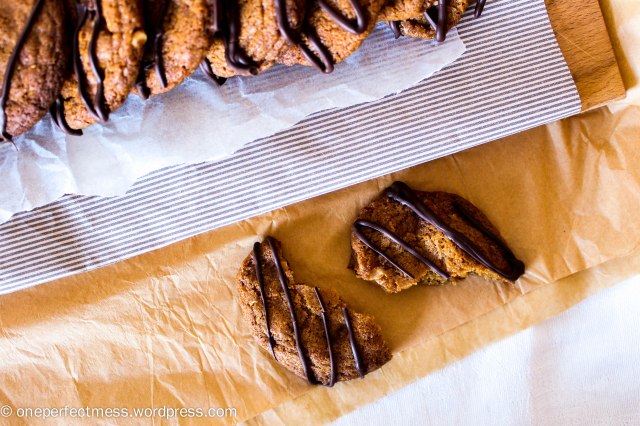 Salted Peanut Brittle Cookies with a Dark Chocolate Drizzle One Perfect Mess recipe 8