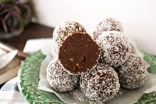 Almond, Coconut, Chocolate and Date Protein Bliss Balls recipe One Perfect Mess 11