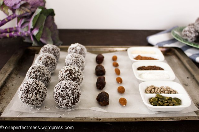 Almond, Coconut, Chocolate and Date Protein Bliss Balls recipe One Perfect Mess 3