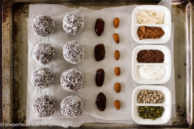 Almond, Coconut, Chocolate and Date Protein Bliss Balls recipe One Perfect Mess 4