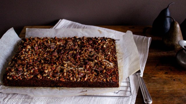 Sticky Date and Pear Toffee Pudding with Pecans and Warm Butterscotch Caramel Toffee Sauce recipe One Perfect Mess 2