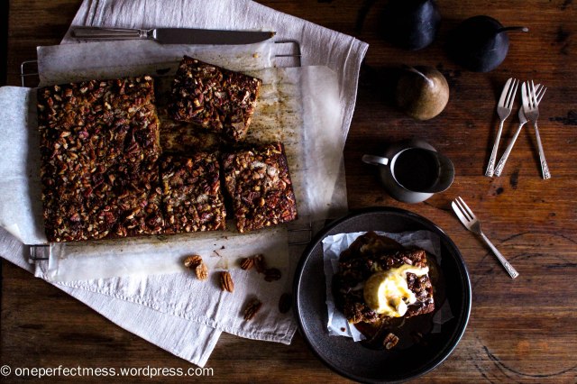 Sticky Date and Pear Toffee Pudding with Pecans and Warm Butterscotch Caramel Toffee Sauce recipe One Perfect Mess 8
