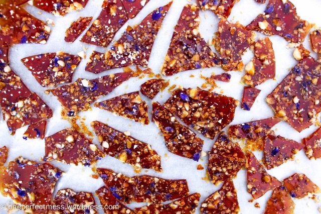 Dark Chocolate Ganache and Macadamia Tart with Violet Macadamia Praline honey salted recipe One Perfect Mess 11