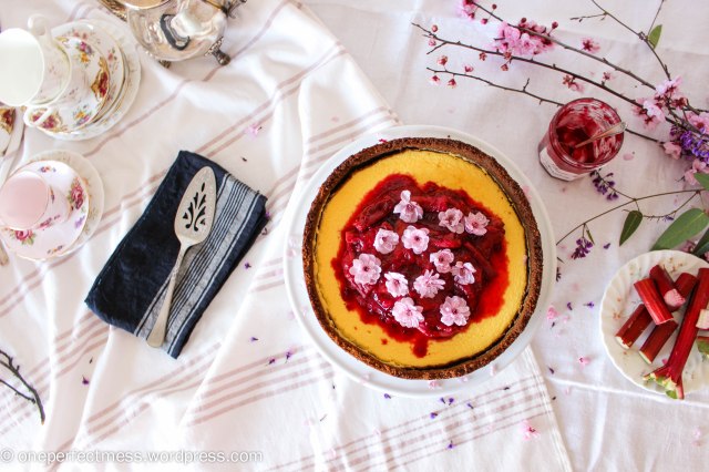 Rhubarb Raspberry Compote Ginger Goats Curd Cheese Cheesecake recipe One Perfect Mess 5