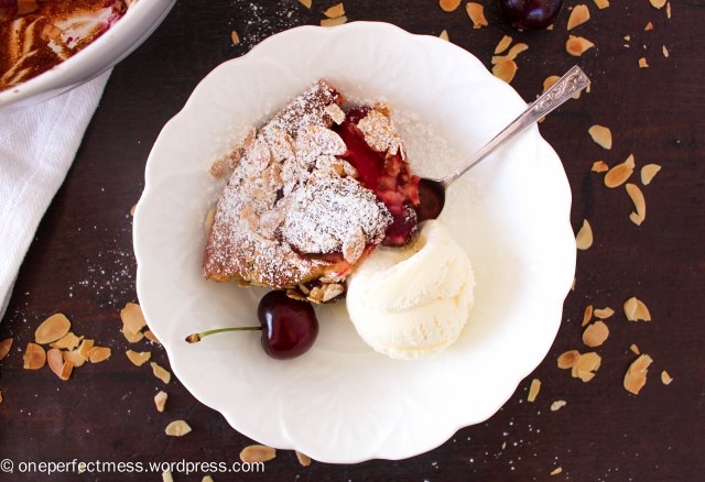 Fresh Plum and Whole Cherry Clafoutis One Perfect Mess recipe easy almond almonds gluten free French Christmas baking pudding dessert 4