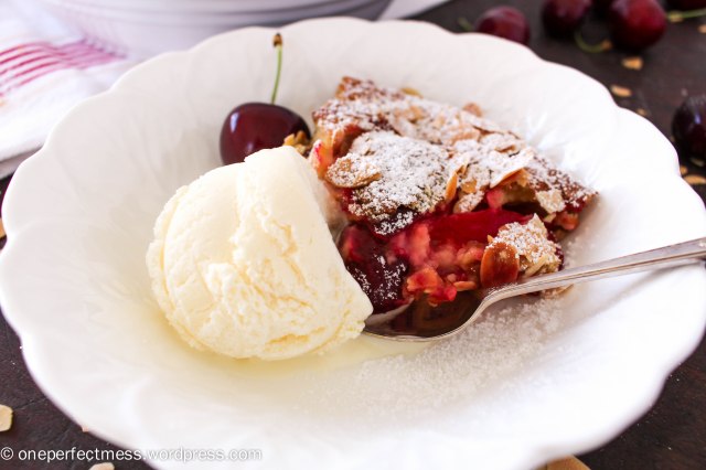 Fresh Plum and Whole Cherry Clafoutis One Perfect Mess recipe easy almond almonds gluten free French Christmas baking pudding dessert 5