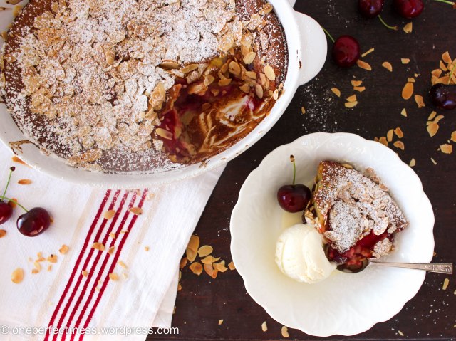 Fresh Plum and Whole Cherry Clafoutis One Perfect Mess recipe easy almond almonds gluten free French Christmas baking pudding dessert 9