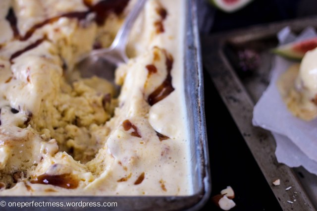 Fig, Honey and Roasted Almond Semifreddo Ice Cream easy recipe One Perfect Mess summer baking fig jam no churn no machine 5