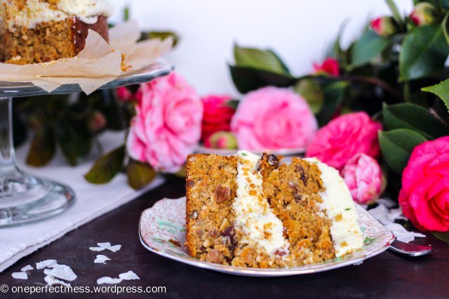 Carrot and Coconut Cake with Lime Cream Cheese Frosting recipe One Perfect Mess blog easy simple baking layer celebration gluten free dairy free wheat free healthy fresh flowers naked cake 11