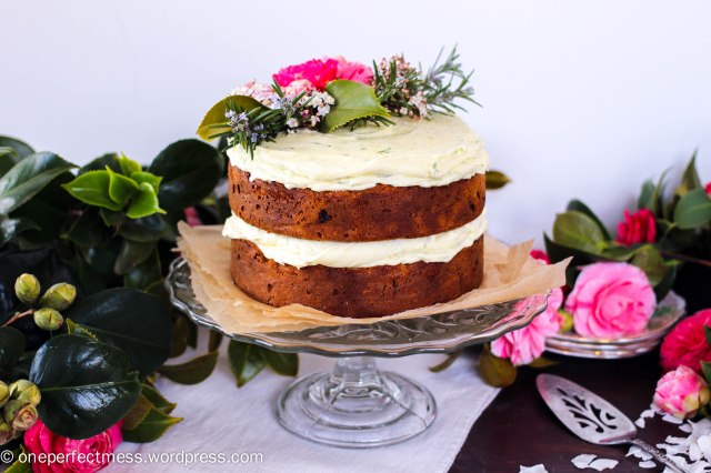 Carrot and Coconut Cake with Lime Cream Cheese Frosting recipe One Perfect Mess blog easy simple baking layer celebration gluten free dairy free wheat free healthy fresh flowers naked cake 6